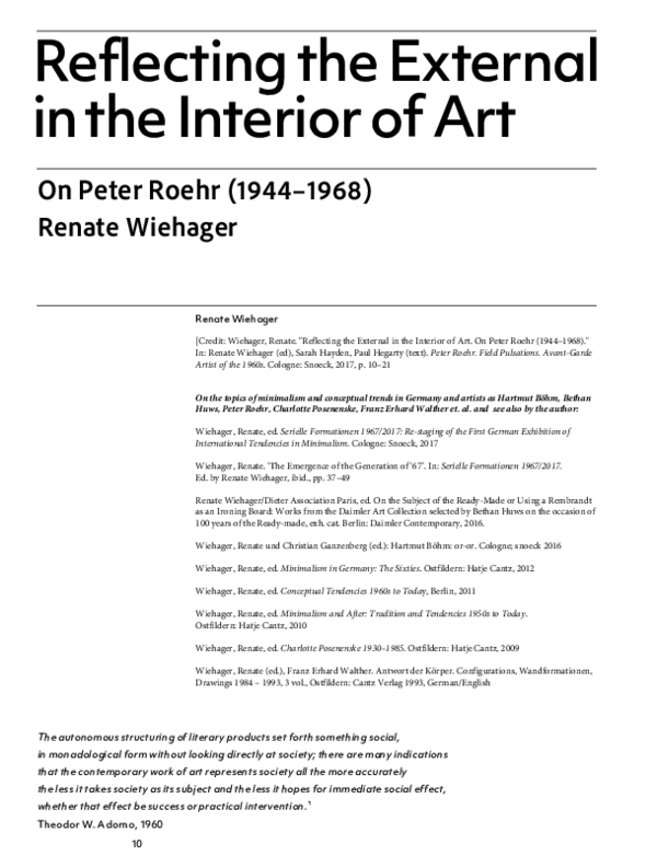 (PDF) Peter Roehr (1944–1968). Conceptual Artist. Reflecting the ...