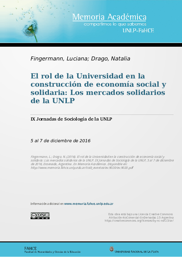 (PDF) El rol de la Universidad en la construcción de economía social y ...