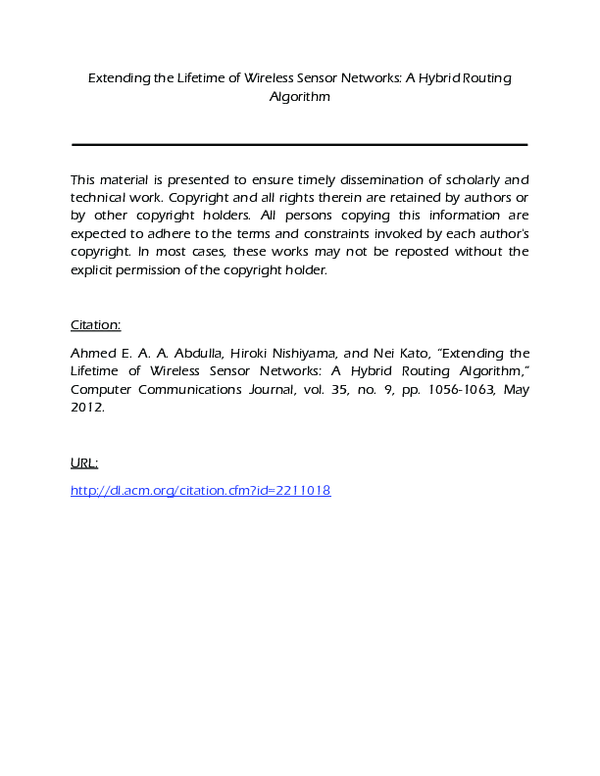 (PDF) Extending the lifetime of wireless sensor networks: A hybrid ...