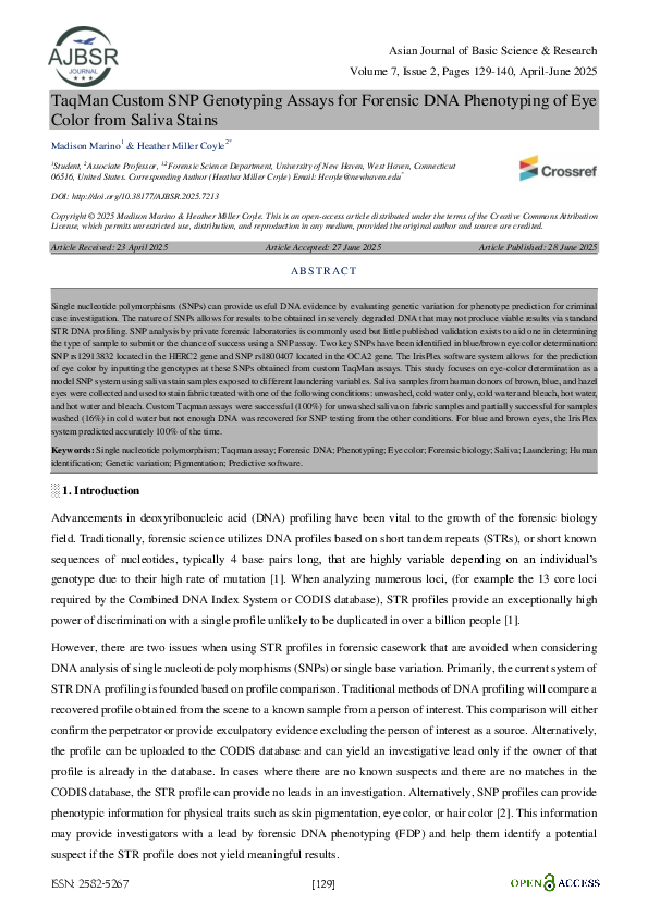 (PDF) TaqMan Custom SNP Genotyping Assays for Forensic DNA Phenotyping ...