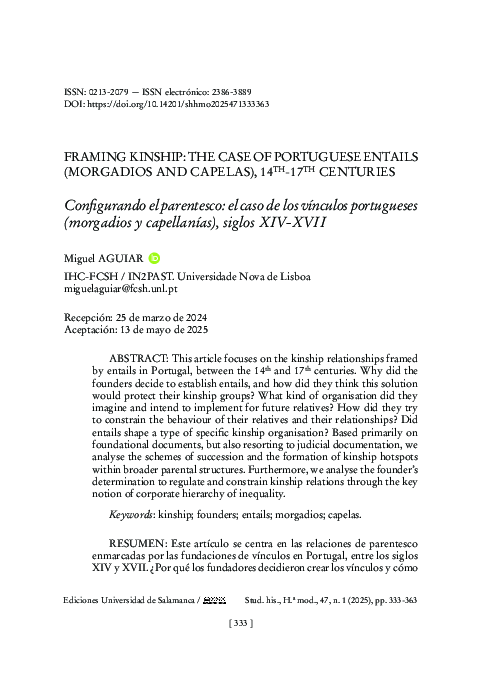 (PDF) Framing Kinship: The Case of Portuguese Entails (Morgadios and ...