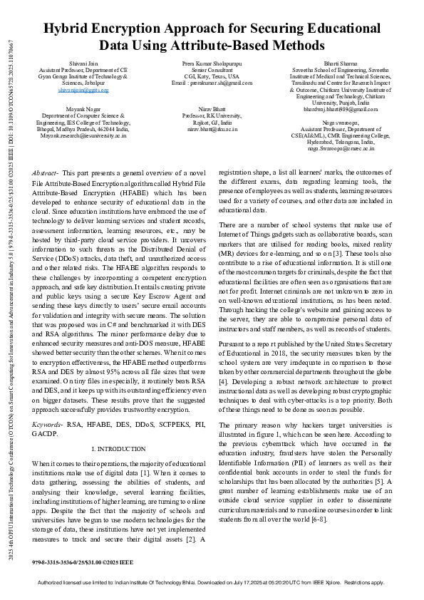 (PDF) Hybrid Encryption Approach for Securing Educational Data Using ...