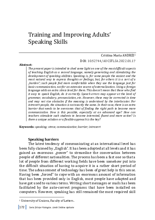 (PDF) Training and Improving Adults’ Speaking Skills