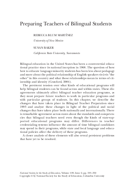 (PDF) Preparing Teachers of Bilingual Students