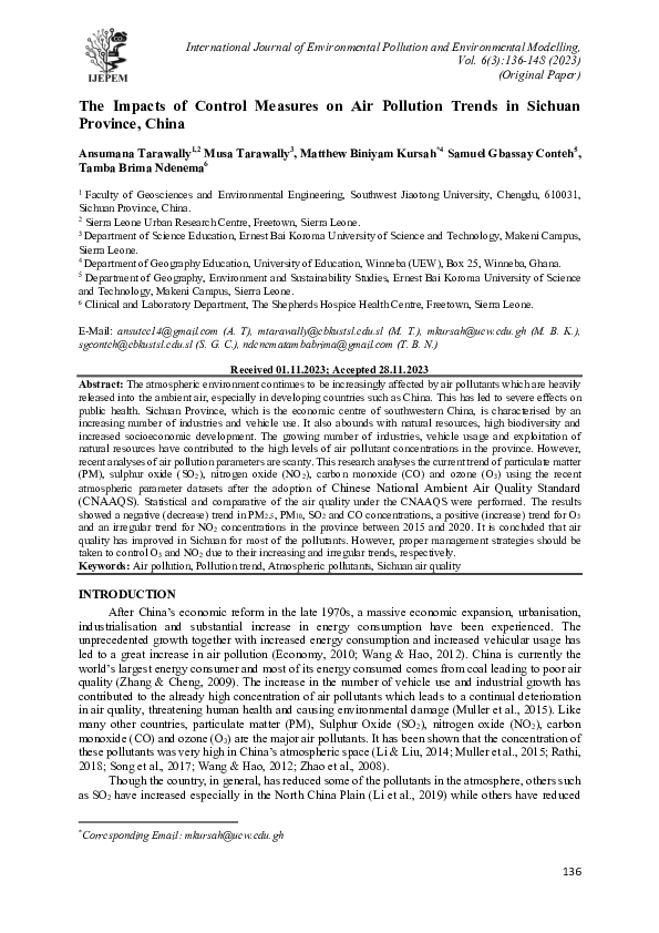 (PDF) The Impacts of Control Measures on Air Pollution Trends in ...