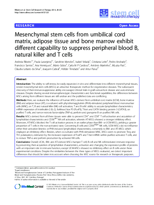 (PDF) Mesenchymal stem cells from umbilical cord matrix, adipose tissue ...