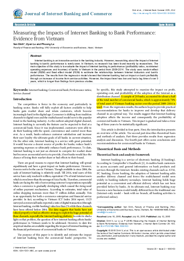 (PDF) Measuring the Impacts of Internet Banking to Bank Performance ...