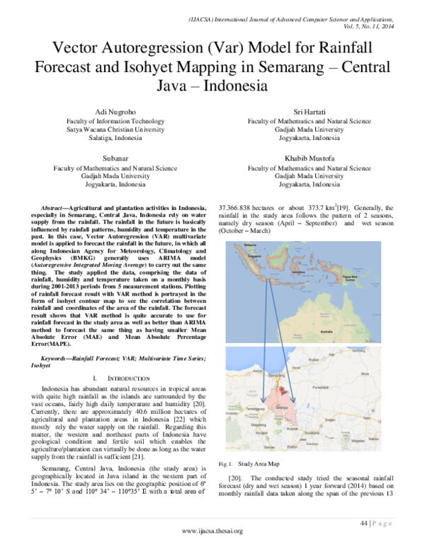 (PDF) Vector Autoregression (Var) Model for Rainfall Forecast and ...