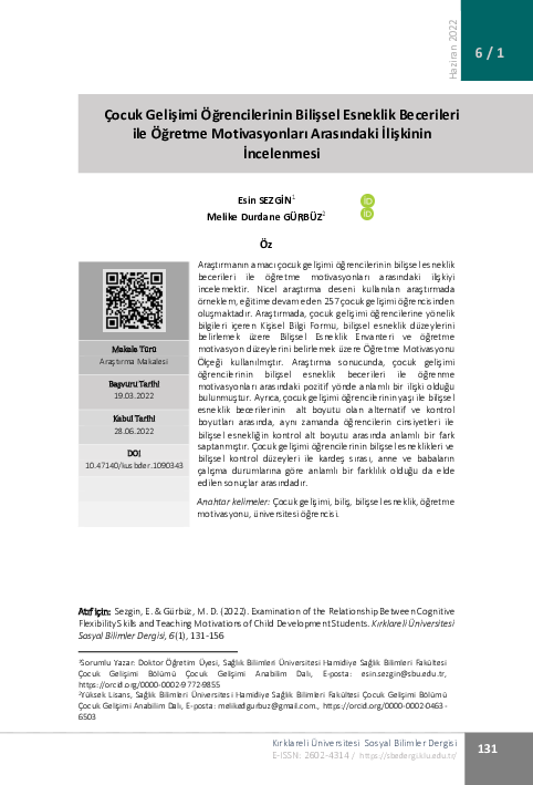 (PDF) Examination of the Relationship Between Cognitive Flexibility ...