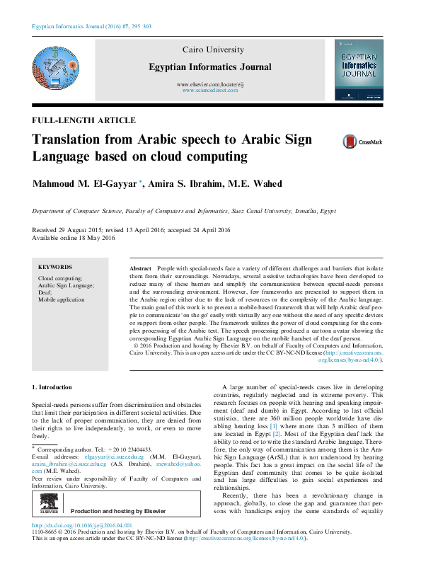 (PDF) Translation from Arabic speech to Arabic Sign Language based on ...