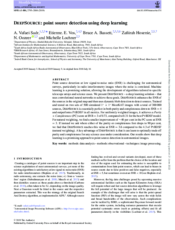 (PDF) DeepSource: point source detection using deep learning