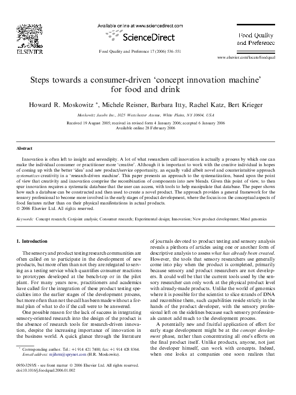 (PDF) Steps towards a consumer-driven ‘concept innovation machine’ for ...