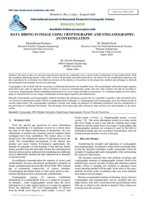 (PDF) Data Hiding in Image Using Cryptography and Steganography: An ...