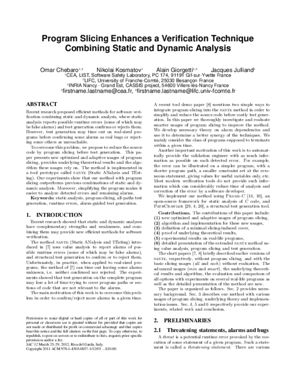 (PDF) Program slicing enhances a verification technique combining ...