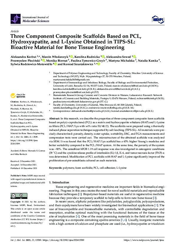 (PDF) Three Component Composite Scaffolds Based on PCL, Hydroxyapatite ...