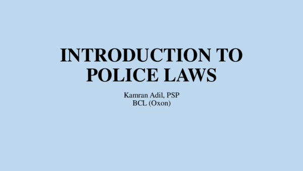 (PDF) Introduction to Police Laws