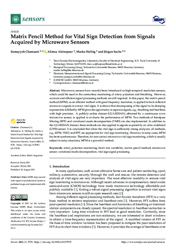 (PDF) Matrix Pencil Method for Vital Sign Detection from Signals ...