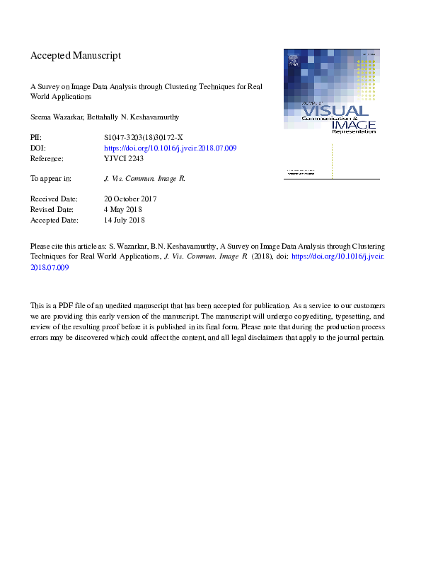 (PDF) A survey on image data analysis through clustering techniques for ...