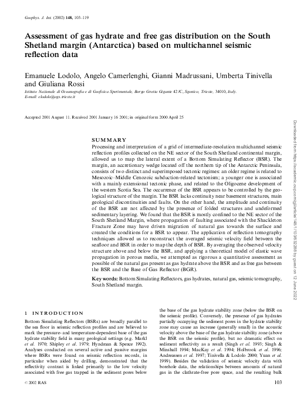 (PDF) Assessment of gas hydrate and free gas distribution on the South ...
