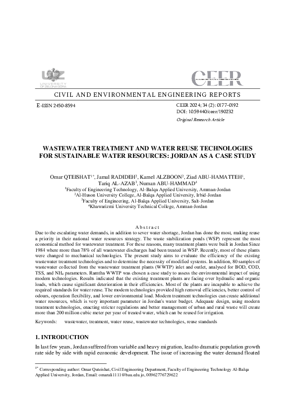 (PDF) Wastewater Treatment and Water Reuse Technologies for Sustainable ...