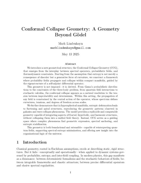 (PDF) Conformal Collapse Geometry: A Geometry Beyond Gödel