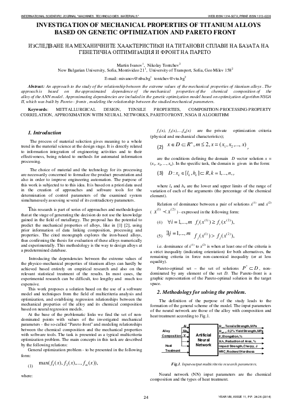 (PDF) Investigation of Mechanical Properties of Titanium Alloys Based ...