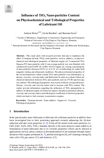 (PDF) Influence of TiO2 Nano-particles Content on Physicochemical and ...