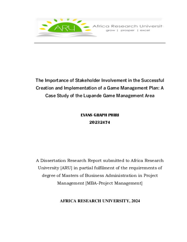 (PDF) The Importance of Stakeholder Involvement in the Successful ...