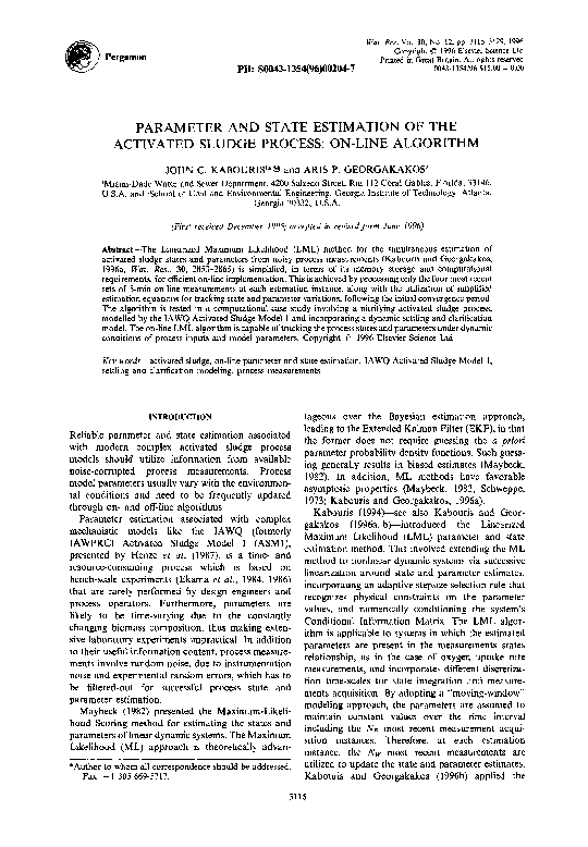 (PDF) Parameter and state estimation of the activated sludge process—II ...