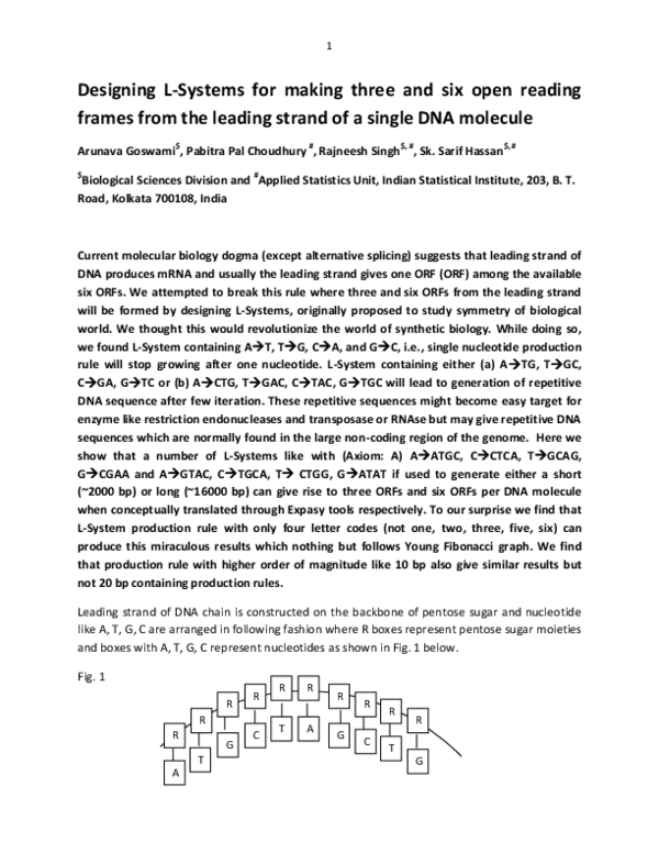 (PDF) Designing L-Systems for making three and six open reading frames ...