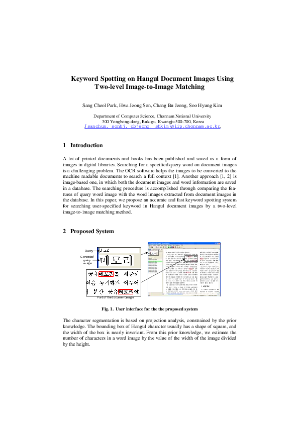 (PDF) Keyword Spotting on Hangul Document Images Using Two-Level Image ...