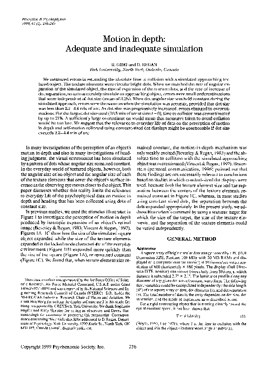 (PDF) Motion in depth: Adequate and inadequate simulation