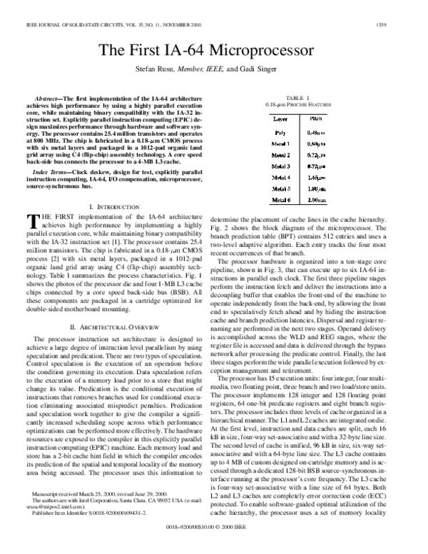 (PDF) The first IA-64 microprocessor