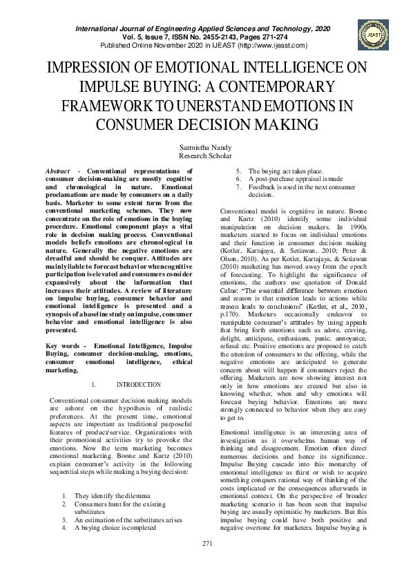 (PDF) Impression of Emotional Intelligence on Impulse Buying: A ...