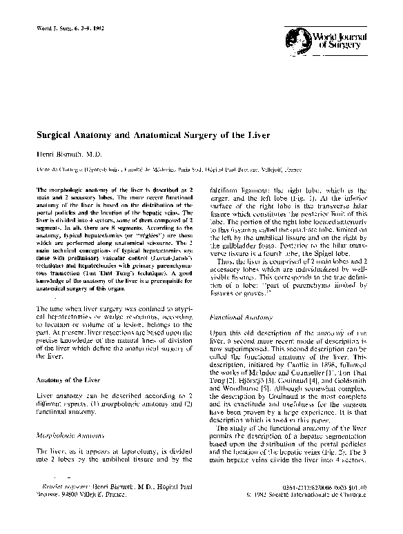 (PDF) Surgical anatomy and anatomical surgery of the liver