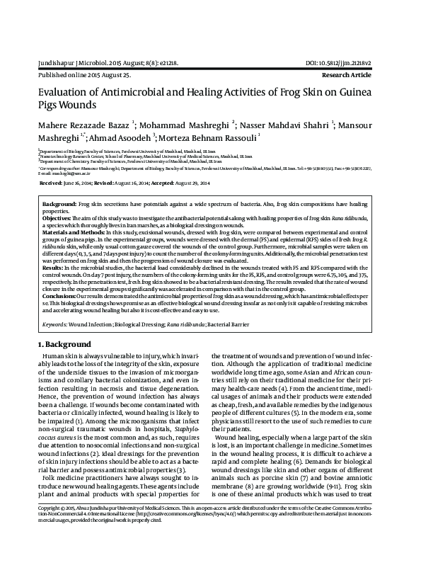 (PDF) Evaluation of Antimicrobial and Healing Activities of Frog Skin ...