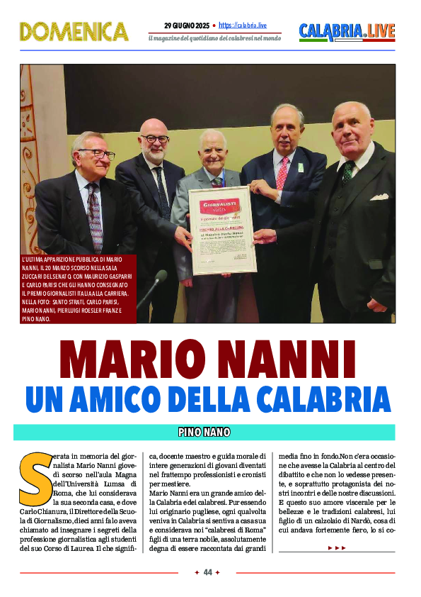 (PDF) Pino Nano ricorda Mario Nanni alla LUMSA di Roma