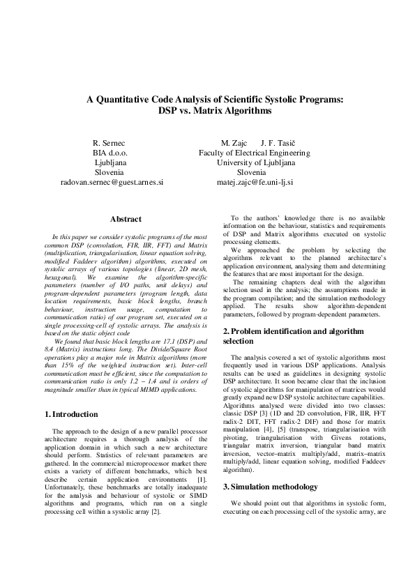 (PDF) A quantitative code analysis of scientific systolic programs: DSP ...
