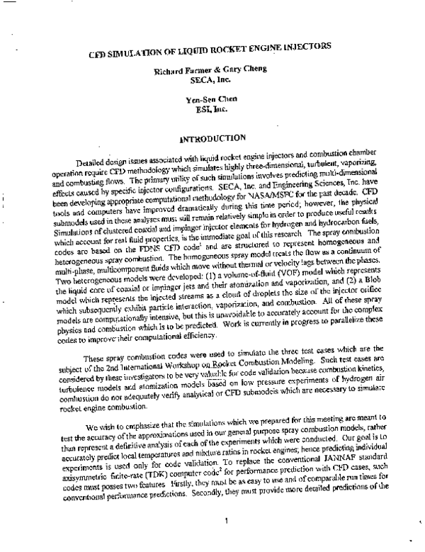 (PDF) CFD Simulation of Liquid Rocket Engine Injectors. Part 2 ...