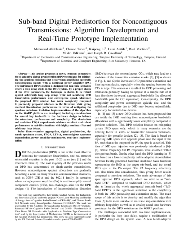 (PDF) Sub-band digital predistortion for noncontiguous transmissions ...