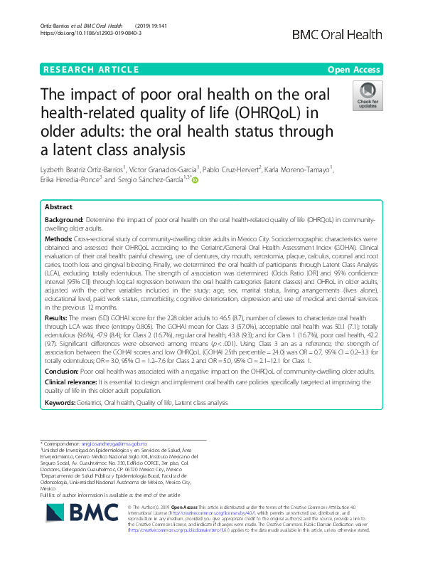 (PDF) The impact of poor oral health on the oral health-related quality ...