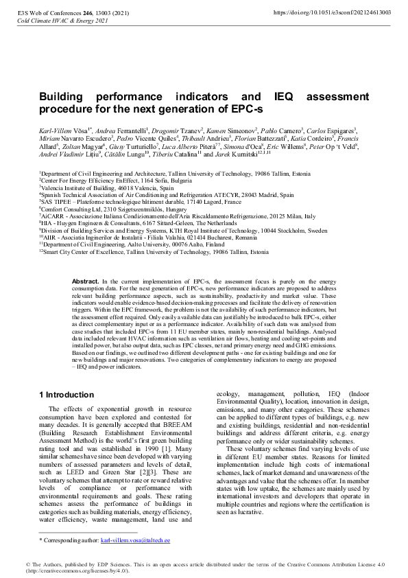 (PDF) Building performance indicators and IEQ assessment procedure for ...