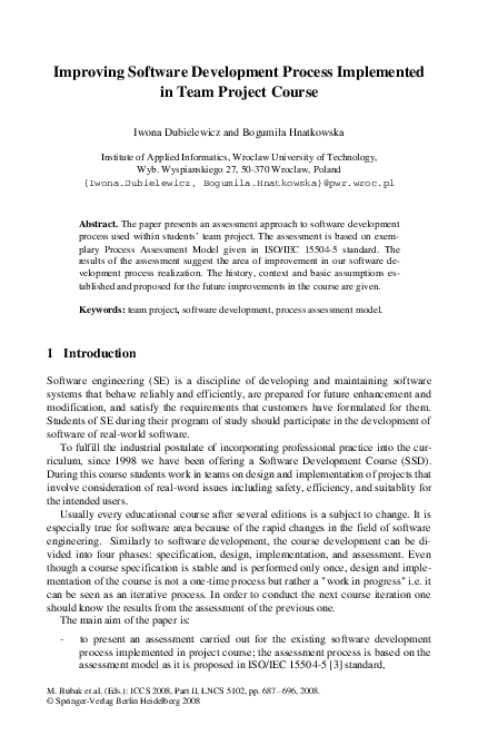 (PDF) Improving Software Development Process Implemented in Team ...