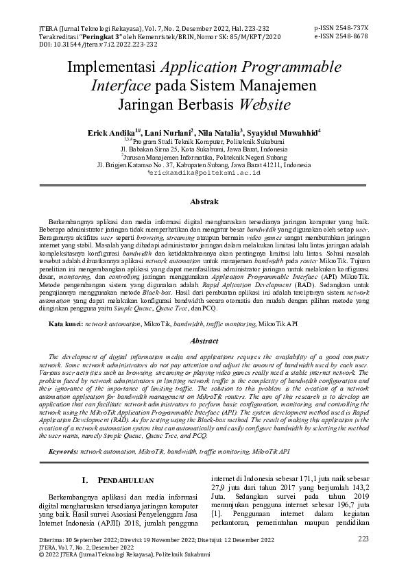 (PDF) Implementasi Application Programmable Interface pada Sistem ...