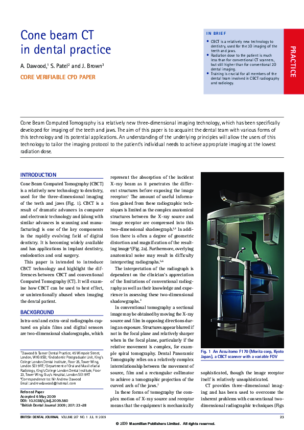 (PDF) Cone beam CT in dental practice