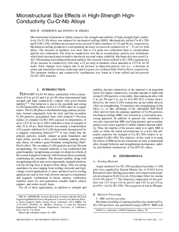 (PDF) Microstructural size effects in high-strength high-conductivity ...