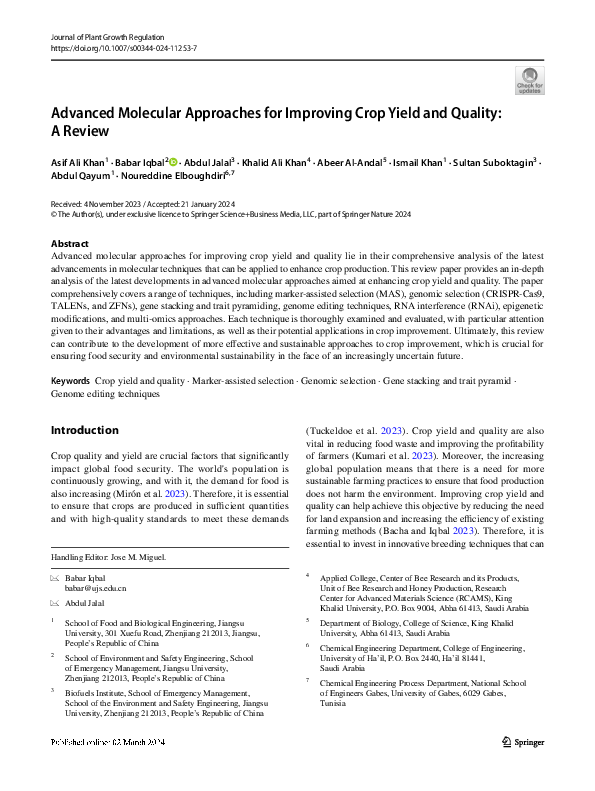 (PDF) Advanced Molecular Approaches for Improving Crop Yield and ...