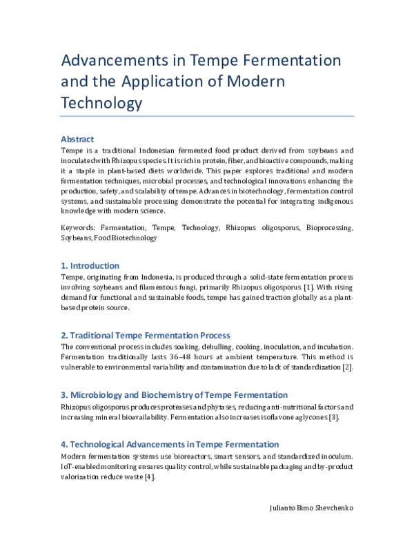 (PDF) Advancements in Tempe Fermentation and the Application of Modern ...