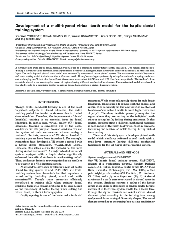 (PDF) Development of a multi-layered virtual tooth model for the haptic ...