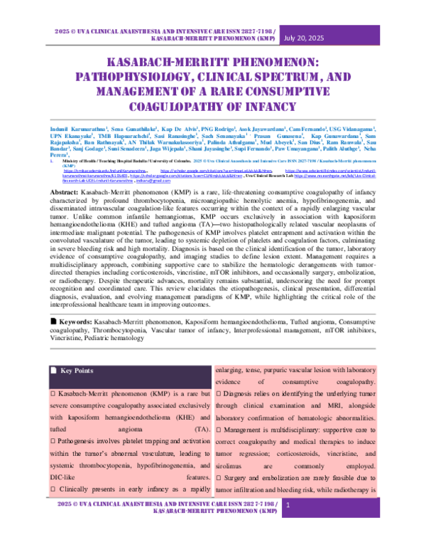 (PDF) Kasabach-Merritt Phenomenon: Pathophysiology, Clinical Spectrum ...